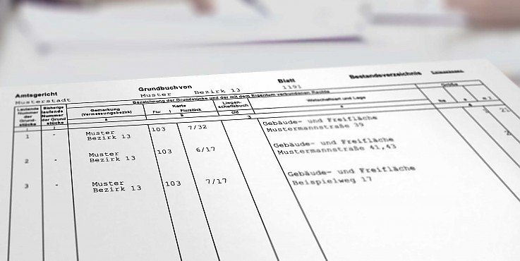 Eintrag im Grundbuch Eintrag im Grundbuch