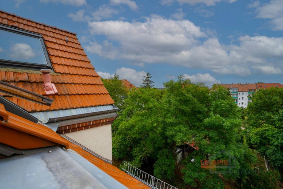 Ausblick Balkon Dachgeschosswohnung Leipzig / Grozschocher