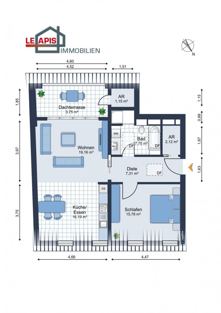 Grundriss Dachgeschosswohnung Leipzig / Gohlis