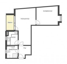 Grundriss +++ SCHICKE 2-RAUM-DG-ETW M. DACHTERRASSE (S�DSEITE) U. TAGESLICHTBAD UNWEIT D. MARIANNENPARKS +++