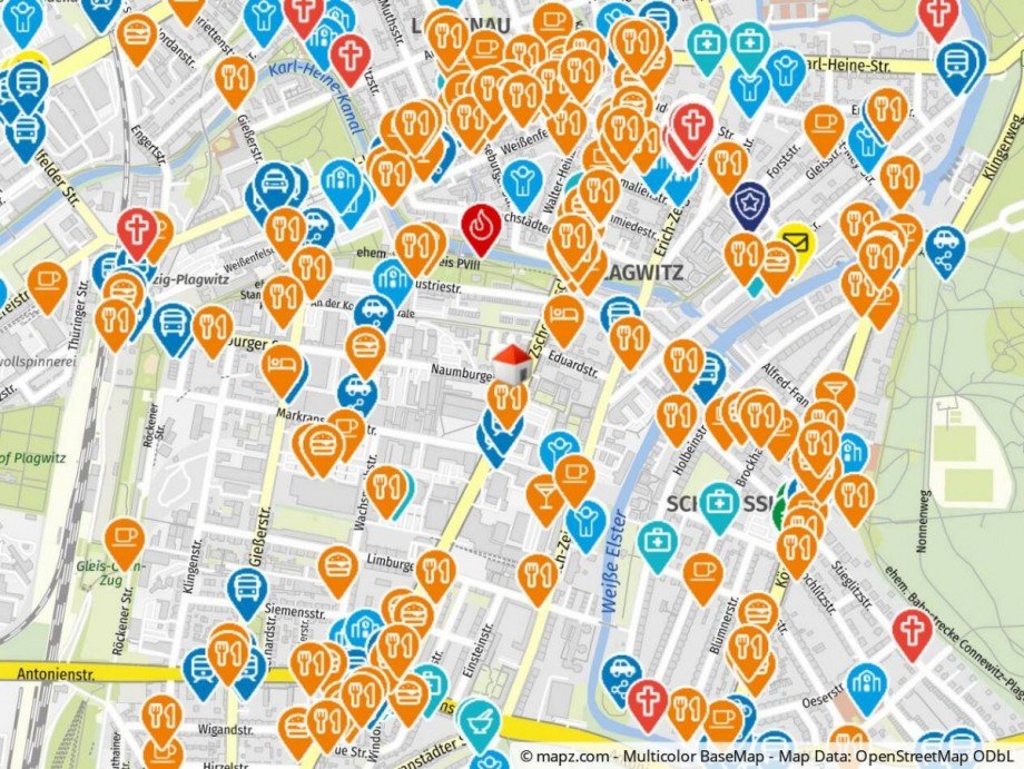 Geolyzer Kartenausschnitt Etagenwohnung Leipzig