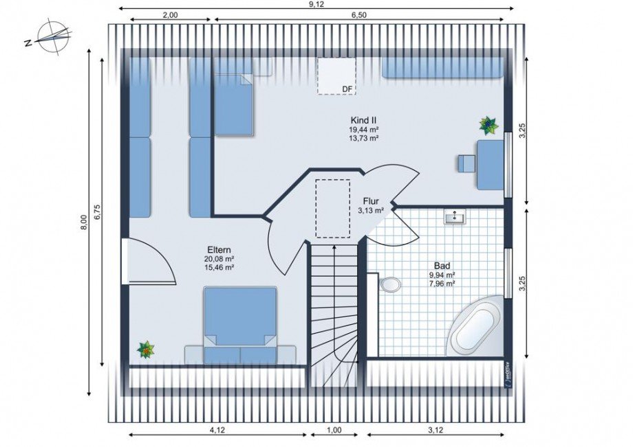 Grundriss Obergescho� Einfamilienhaus Leipzig