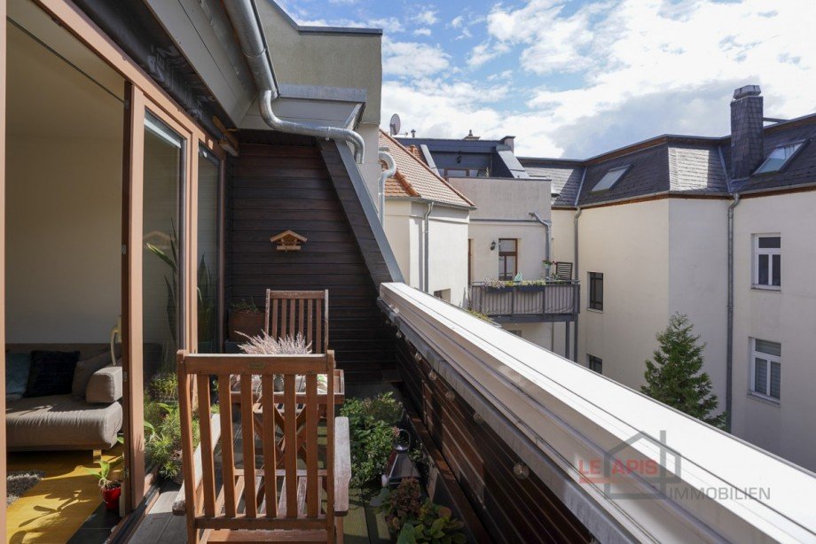 Ausblick Balkon Dachgeschosswohnung Leipzig / Gohlis