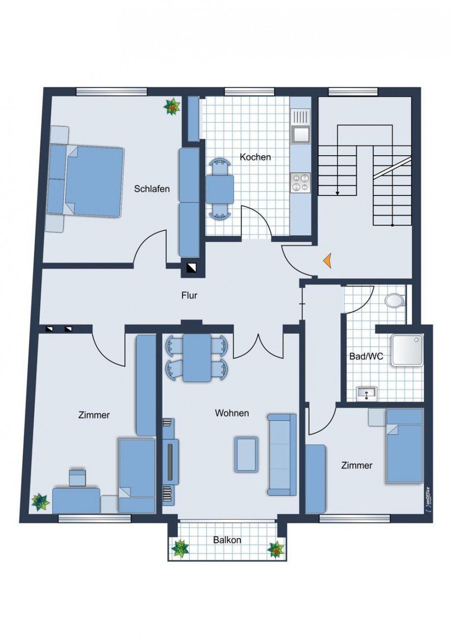 Grundriss Etagenwohnung Solingen / Burg an der Wupper