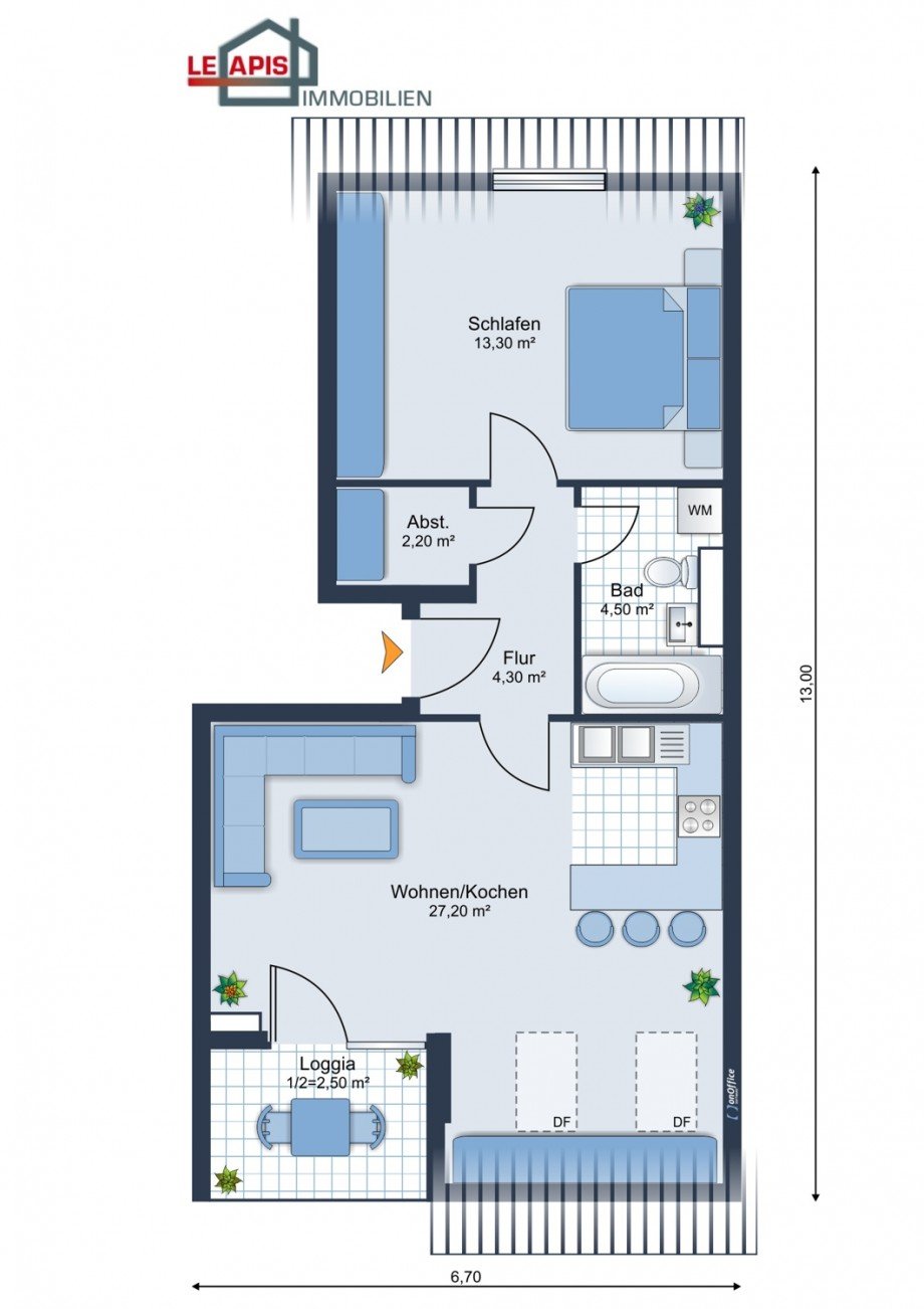 Grundriss Dachgeschosswohnung Leipzig / Lausen