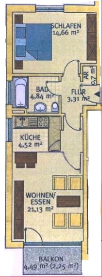 Grundriss TOLLE, FRISCH RENOVIERTE 2-RWG M. EBK, AR U. BALKON IN BELIEBTER, GRNER LAGE V. LEIPZIG-LINDENTHAL
