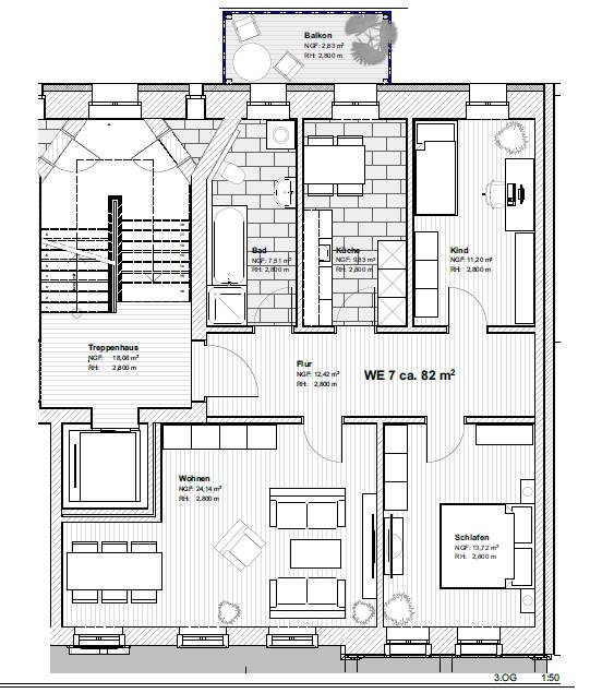 GutsMuthsstr. 39 - Grundriss - WE 07 3.OG links Etagenwohnung Leipzig