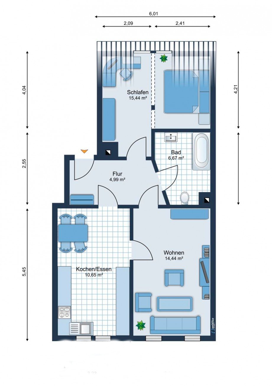 Grundriss Dachgeschosswohnung Markkleeberg