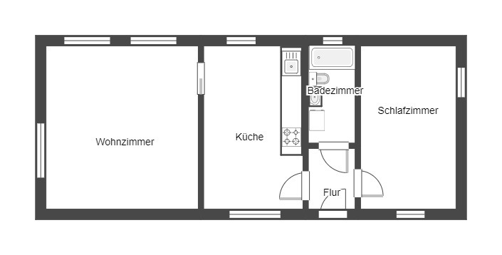 Grundriss unbemasst Bungalow Machern / Plagwitz