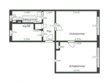 Grundriss bemasst +++ERSTBEZUG N. MODERNISIERUNG +++TOLLE 2-RWG MIT NEUEM LAMINATB�DEN IM BELIEBTEN TORGAU+++