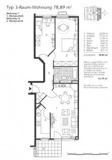 Grundriss +++PFIFFIGE 3-RWG MIT BALKON IN ATTRAKTIVER LAGE VON LEIPZIG-M�LKAU+++