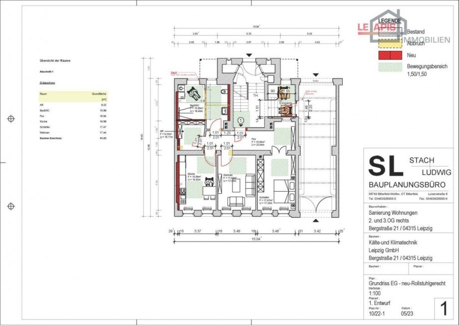 Grundriss EG Erdgeschosswohnung Leipzig