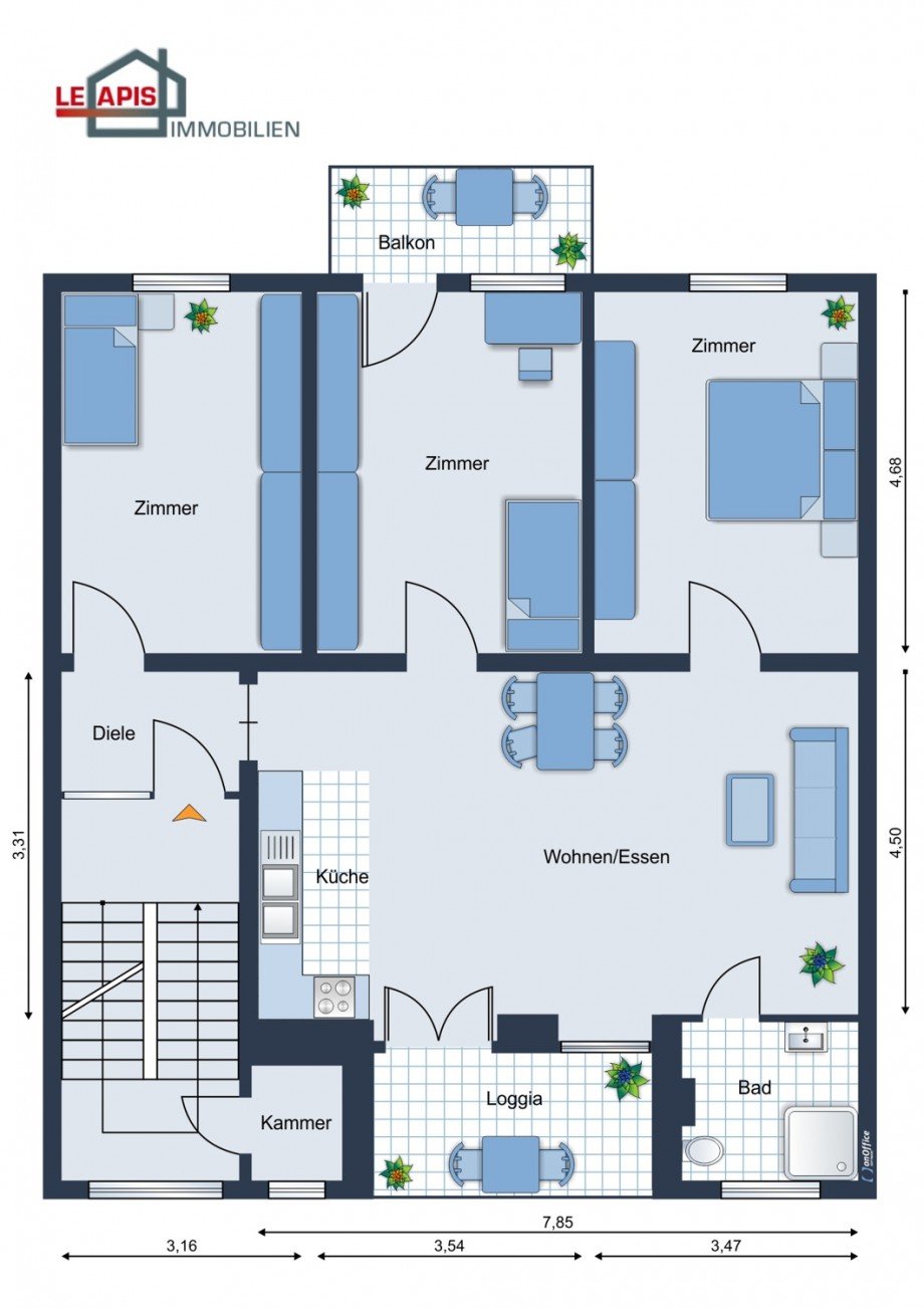 Grundriss 1.OG Etagenwohnung Solingen / Papiermhle