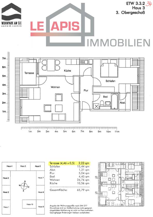 Grundriss WE34, 3.OG=DG li., 2-RWG Dachgeschosswohnung Leipzig-Lausen