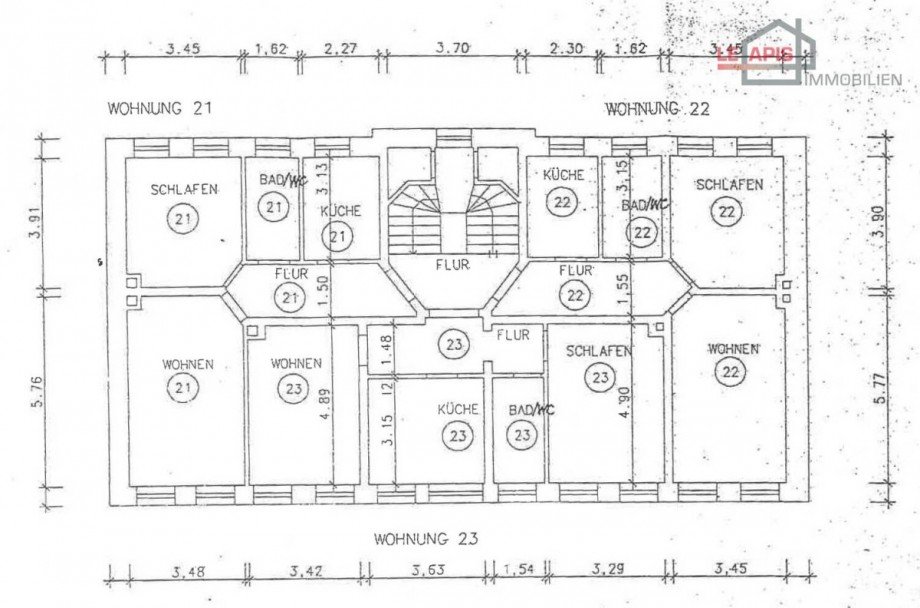Grundriss 3.OG mitte, WE23 Etagenwohnung Leipzig