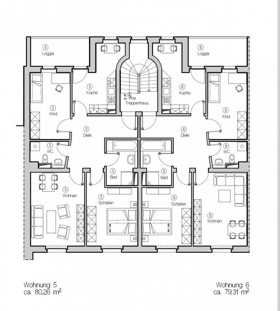 Grundriss WE-05 Etagenwohnung Leipzig / Anger-Crottendorf