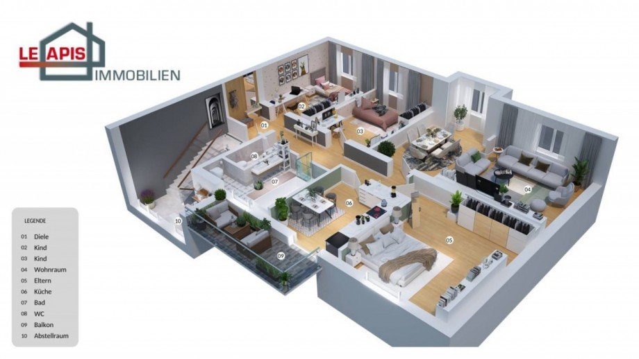 3D-Schnitt Etagenwohnung Dsseldorf / Benrath