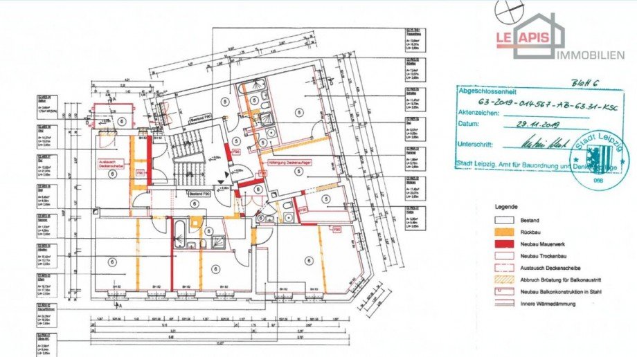 bema�ter Grundriss 2.OG WE 5+6 Etagenwohnung Leipzig