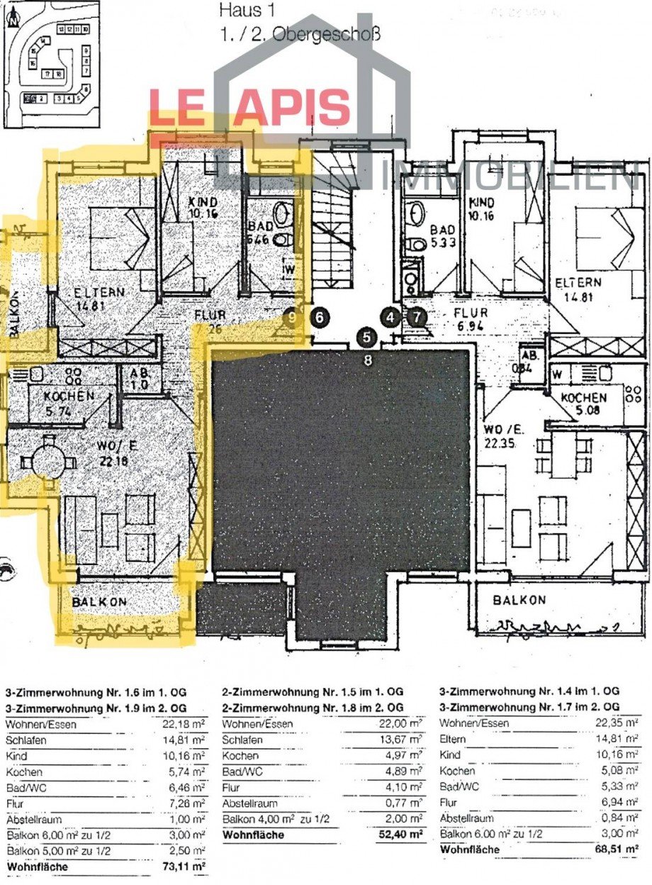 Grundriss WE09 inkl. Wohnfl�che Etagenwohnung Leipzig