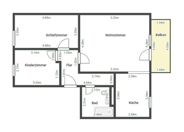 Grundriss Dachgeschosswohnung Leipzig / Althen