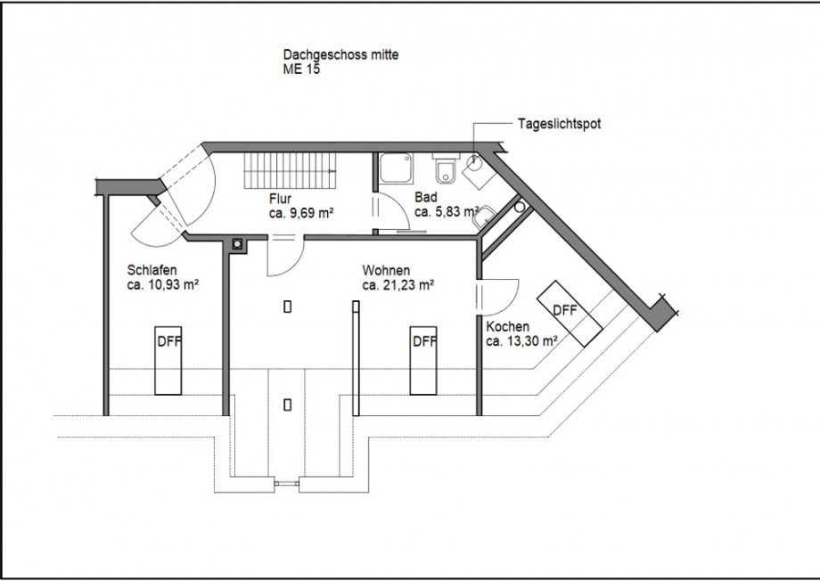 Grundri� DG Mitte ME15 Dachgeschosswohnung Leipzig / Gohlis