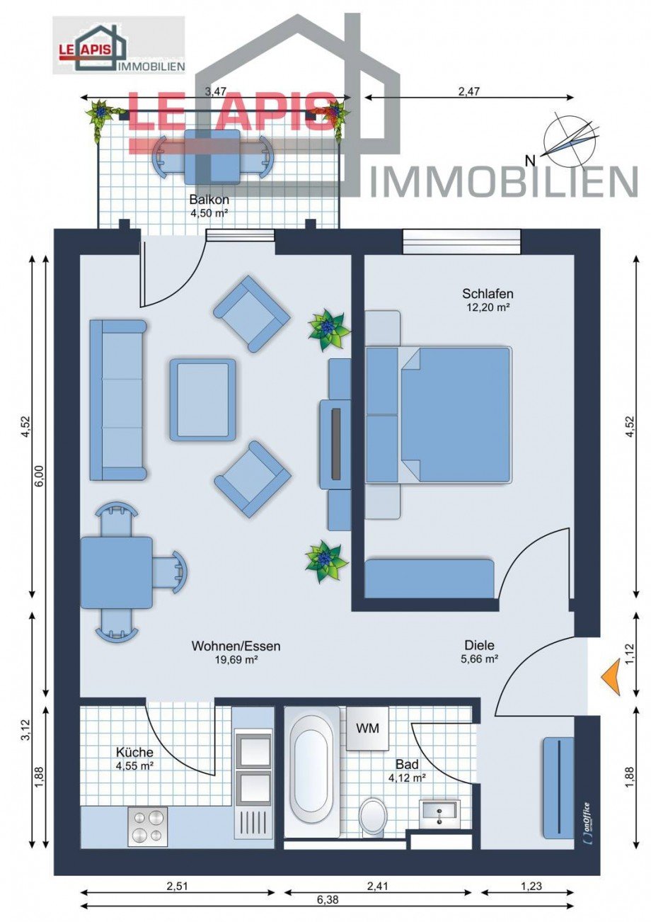 bema�ter Grundriss Etagenwohnung Leipzig / Paunsdorf