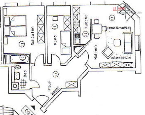unbema�ter Grundriss Etagenwohnung Leipzig