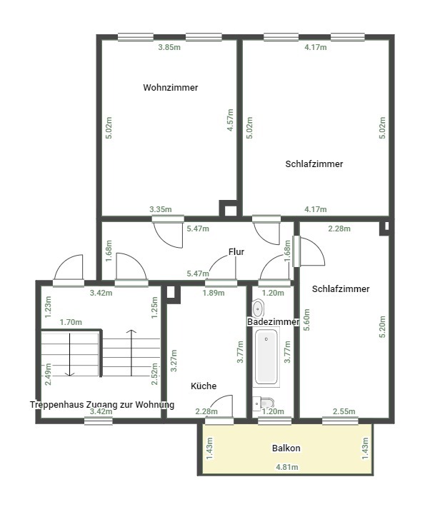 Grundriss Dachgeschosswohnung Leipzig / Leipzig Zentrum