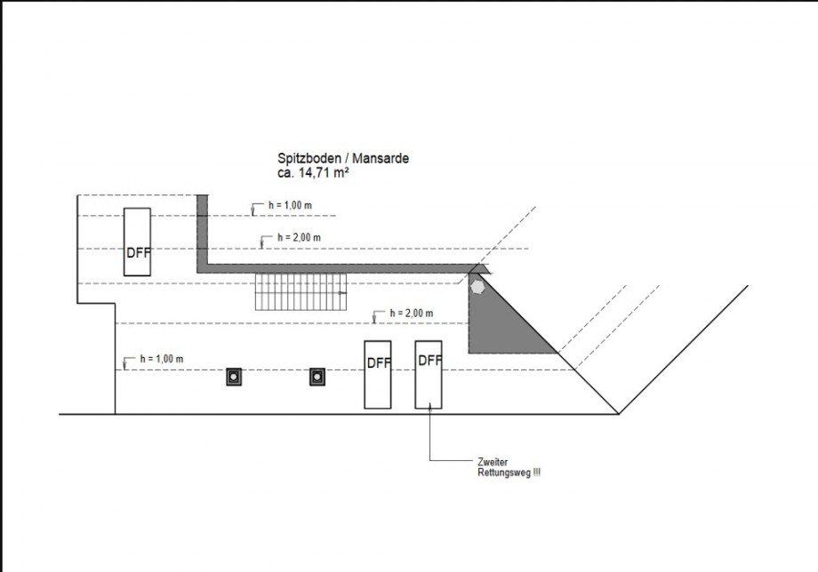 Grundri DG Mitte Mansarde ME15 Dachgeschosswohnung Leipzig / Gohlis