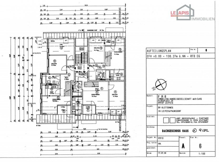 Grundriss Dachgeschosswohnung Leipzig / Paunsdorf