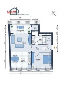 Grundriss +++RUHIG GELEGENE 2-R-DGWG M. GR. BALKON, AR, PARKETT U. TAGESLICHTBAD IM BELIEBTEN GOHLIS+++
