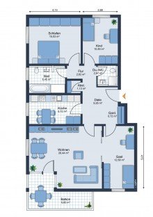 Grundriss STILVOLLE 4-RWG IN BAD GODESBERG MIT EBK, BALKON, AR,  U. PARKETT
