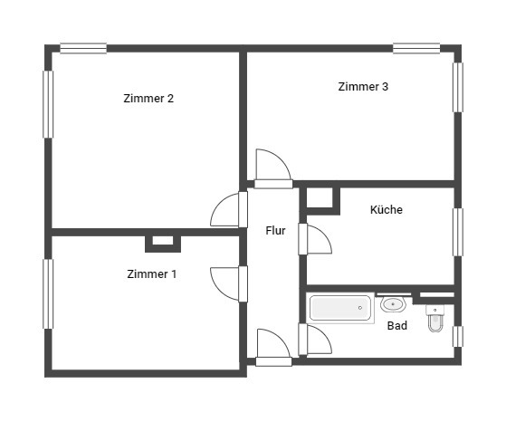 Grundriss WE77-03 Etagenwohnung Schkeuditz