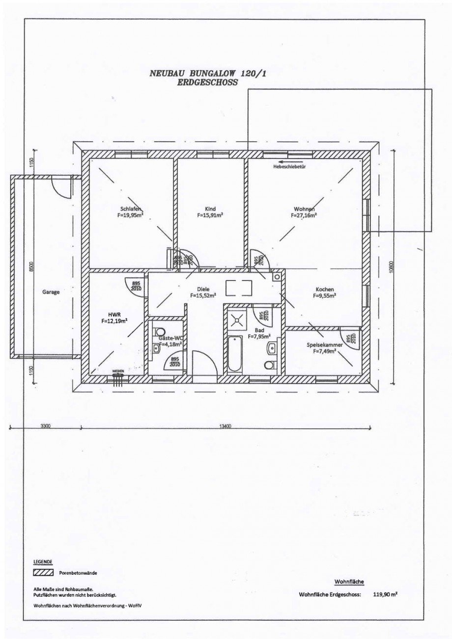 Grundriss Einfamilienhaus Leipzig / Holzhausen