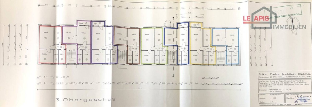 Grundrisse Haus-Nrn. 21-24 3.OG re. WE 32 Etagenwohnung Eilenburg