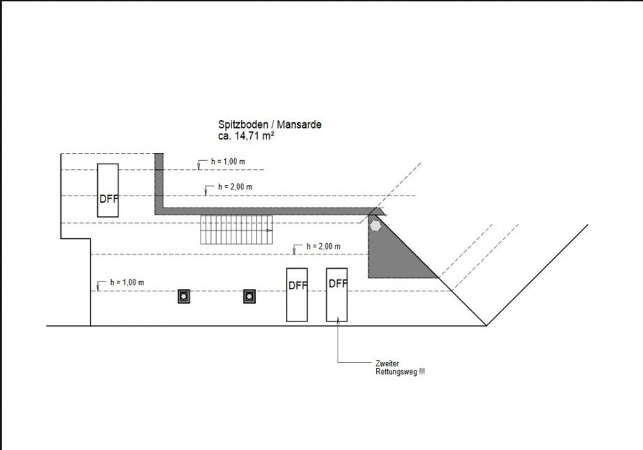Grundri� DG Mitte Mansarde ME15 Dachgeschosswohnung Leipzig / Gohlis