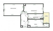 Grundriss +++SE 2-RWG MIT BALKON UND ABSTELLRAUM IM BEGEHRTEN STADTTEIL LEIPZIG-SCHLEUIG+++