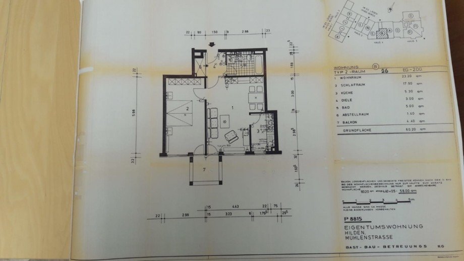 Grundriss 1 Etagenwohnung Hilden / Pungshaus