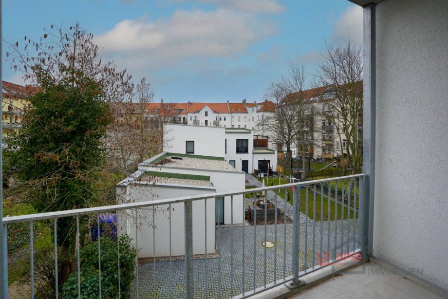 Ausblick v. Balkon Etagenwohnung Leipzig